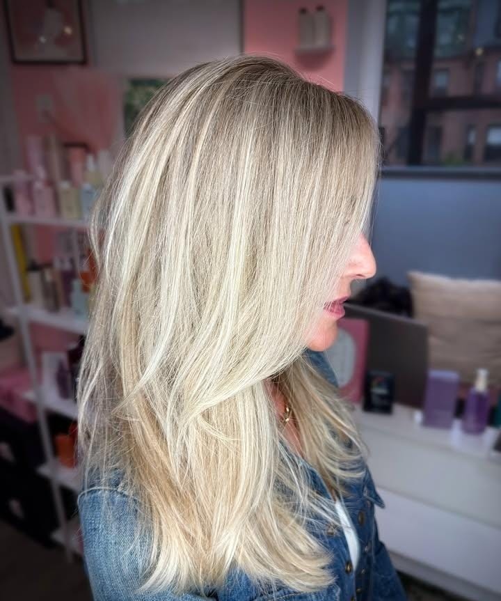 How often should you get highlights: blonde foil highlights with fresh regrowth at the part